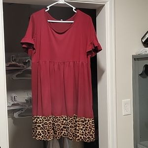 Maroon and Cheetah Print Dress